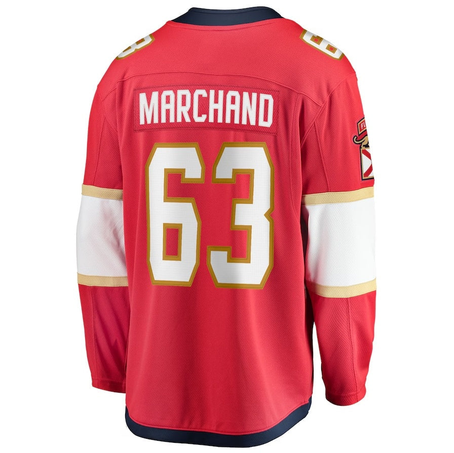 F.Panthers #63 Brad Marchand Supporters Home Breakaway Jersey - Red Stitched American Hockey Jerseys
