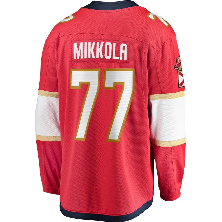 F.Panthers #77 Niko Mikkola Supporters Premier Breakaway Player Jersey - Red Stitched American Hockey Jerseys