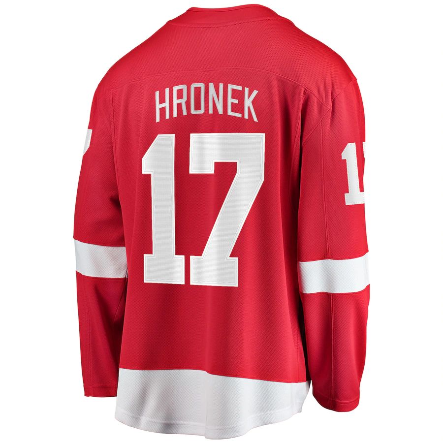 D.Red Wings #17 Filip Hronek  Supporters Branded Home Breakaway Player Jersey Red Stitched American Hockey Jerseys