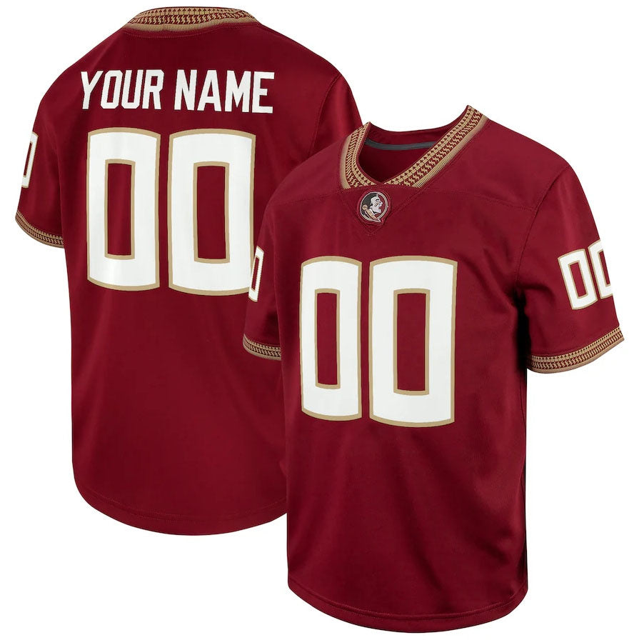 Custom F.State Seminoles Replica Football Game Jersey ¨C Garnet American College Jerseys