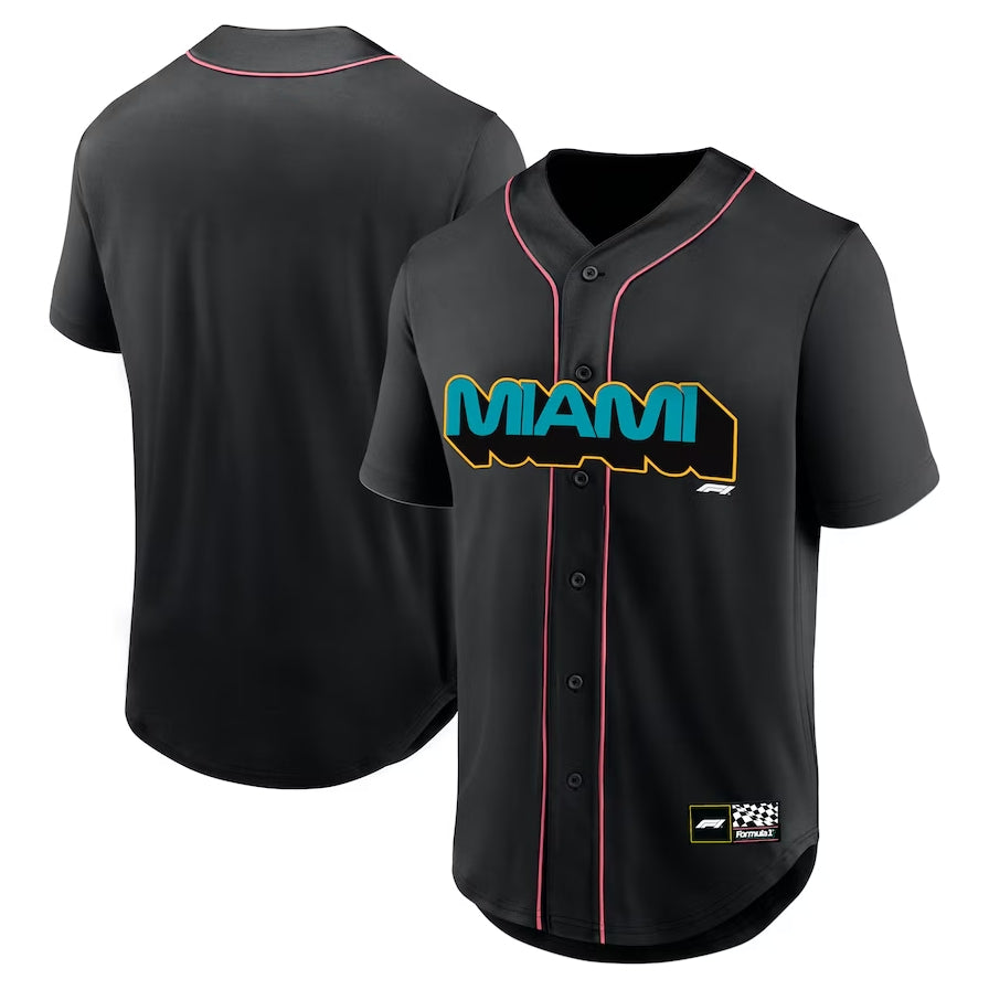 Miami Grand Prix - Black Stitched American Baseball Jersey