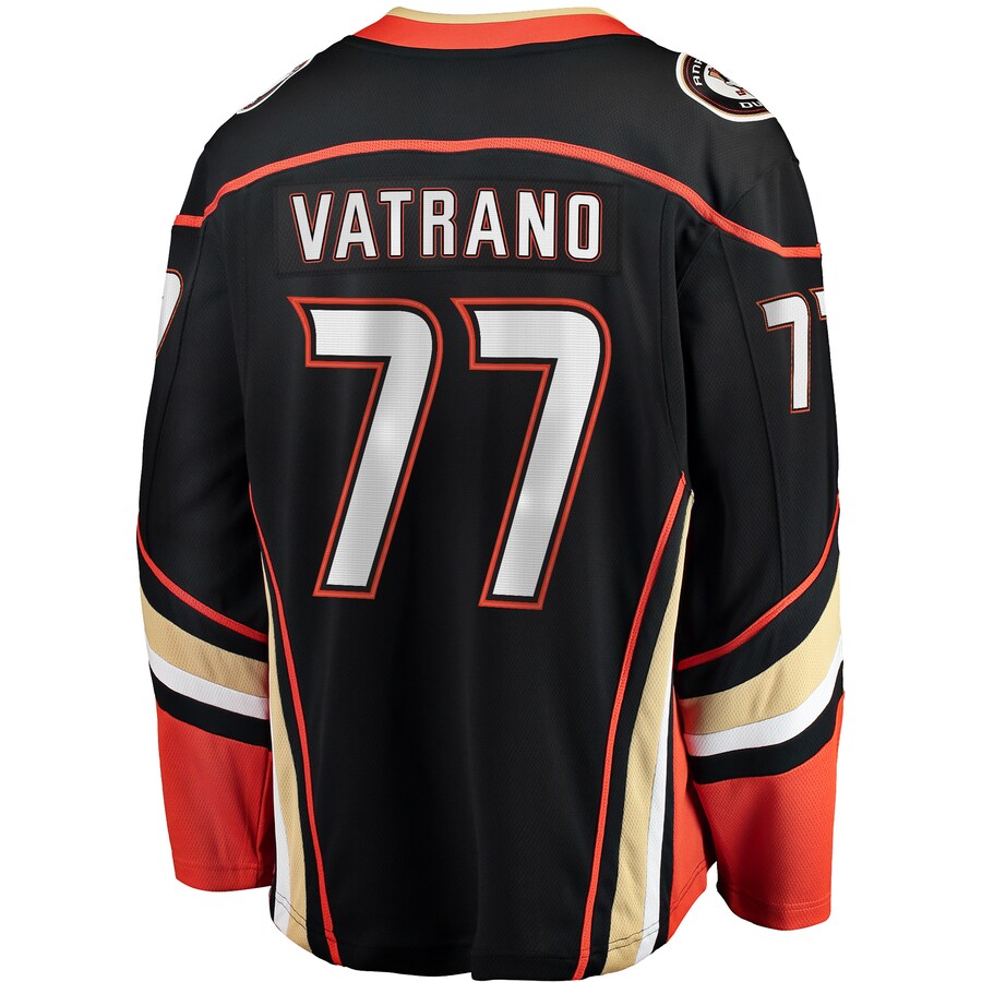 A.Ducks #77 Frank Vatrano Supporters Branded Home Breakaway Player Jersey Black Stitched American Hockey Jerseys