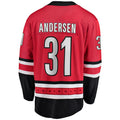 C.Hurricanes #31 Frederik Andersen Supporters Branded Home Breakaway Player Jersey Red Stitched American Hockey Jerseys
