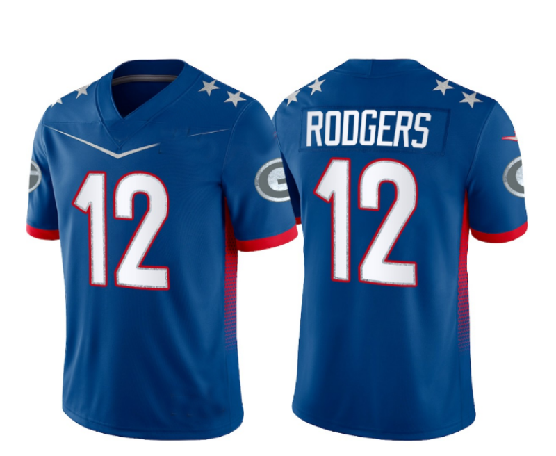 GB.Packers #12 Aaron Rodgers Blue 2022 Pro Bowl Vapor Untouchable Stitched Limited Jersey American Football Jerseys