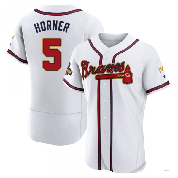 Atlanta Braves #5 Bob Horner Gold White 2022 Program Stitches Baseball Jerseys