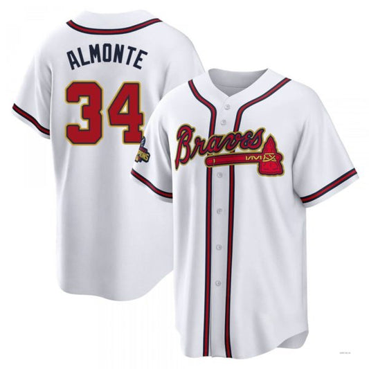 Atlanta Braves #34 AbStockaaam Almonte Gold White 2022 Program Jersey Stitches Baseball Jerseys