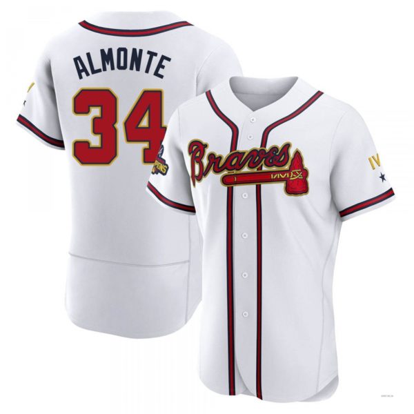 Atlanta Braves #34 AbStockaaam Almonte Gold White 2022 Program Jersey Stitches Baseball Jerseys