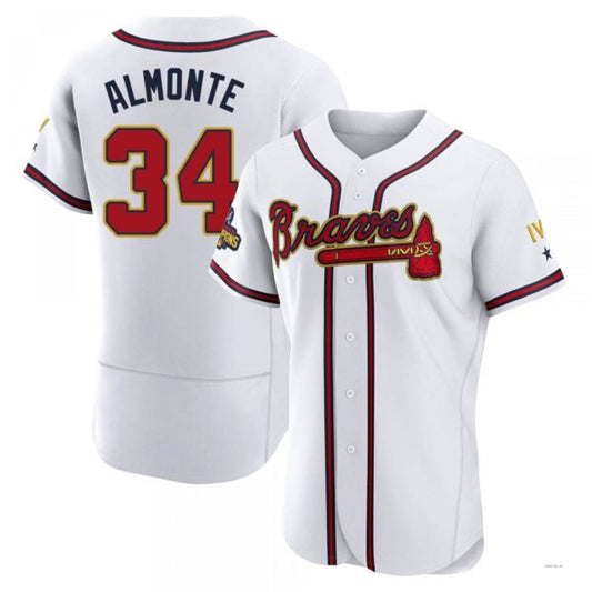 Atlanta Braves #34 AbStockaaam Almonte Gold White 2022 Program Jersey Stitches Baseball Jerseys