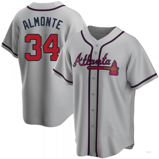 Atlanta Braves #34 AbStockaaam Almonte Gray Road Jersey Stitches Baseball Jerseys