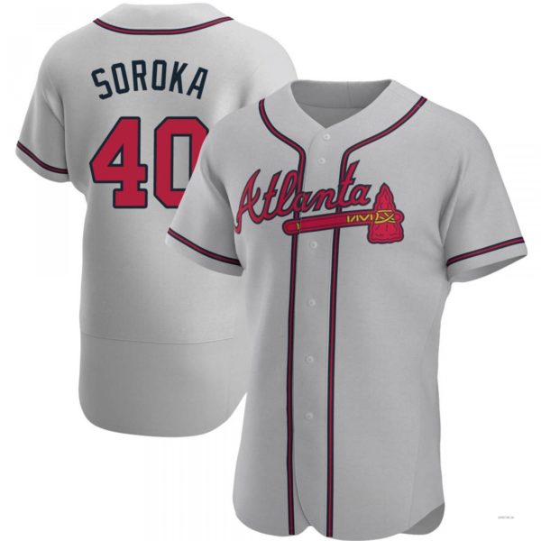 Atlanta Braves #40 Mike Soroka Gray Road Jersey Stitches Baseball Jerseys