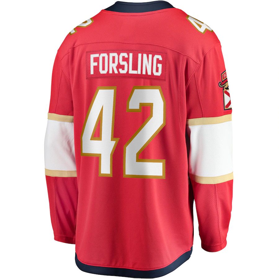 F.Panthers #42 Gustav Forsling Supporters Branded Home Breakaway Player Jersey Red Stitched American Hockey Jerseys