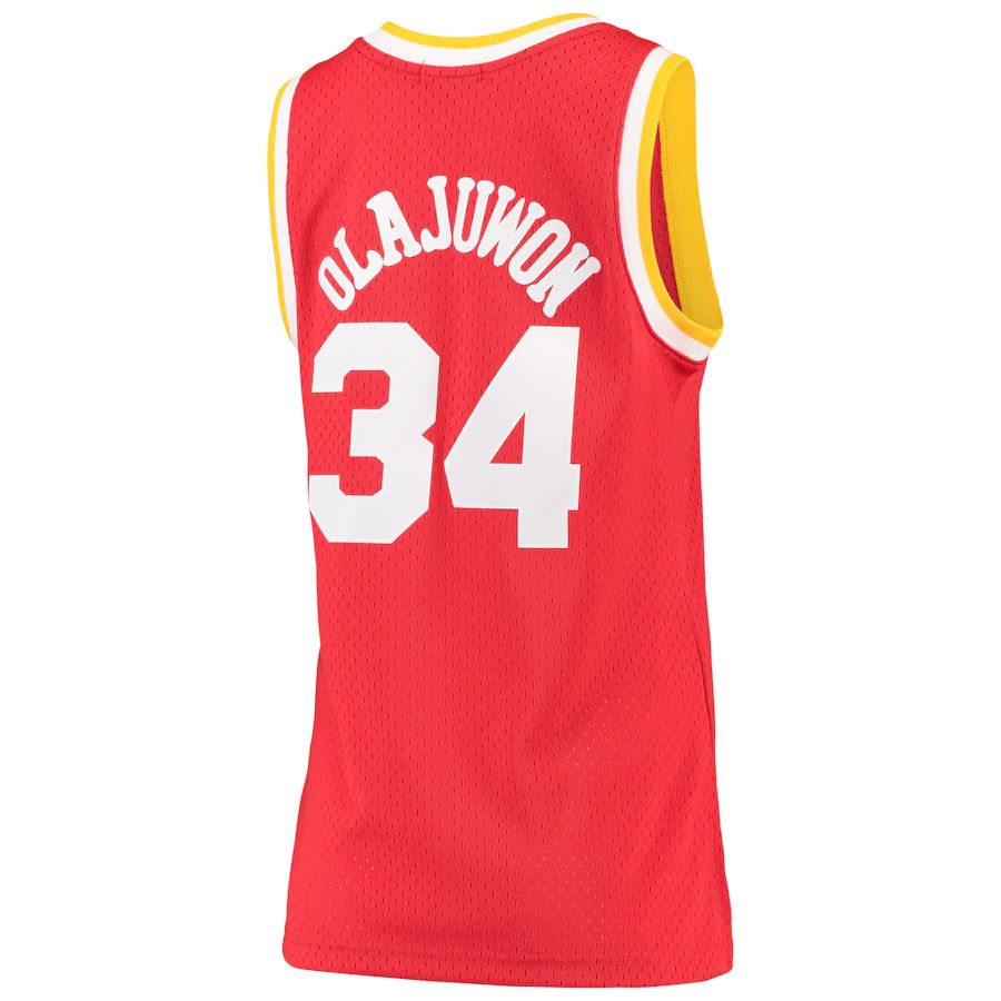 H.Rockets #34 Hakeem Olajuwon Mitchell & Ness 1993-94 Hardwood Classics Swingman Jersey Red Stitched American Basketball Jersey