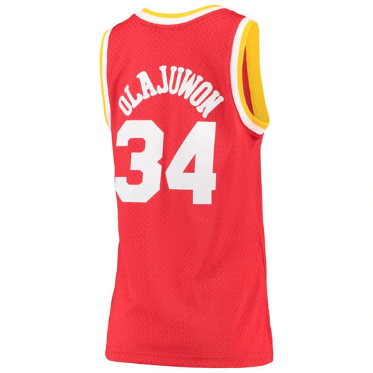 H.Rockets #34 Hakeem Olajuwon Mitchell & Ness 1993-94 Hardwood Classics Swingman Jersey Red Stitched American Basketball Jersey