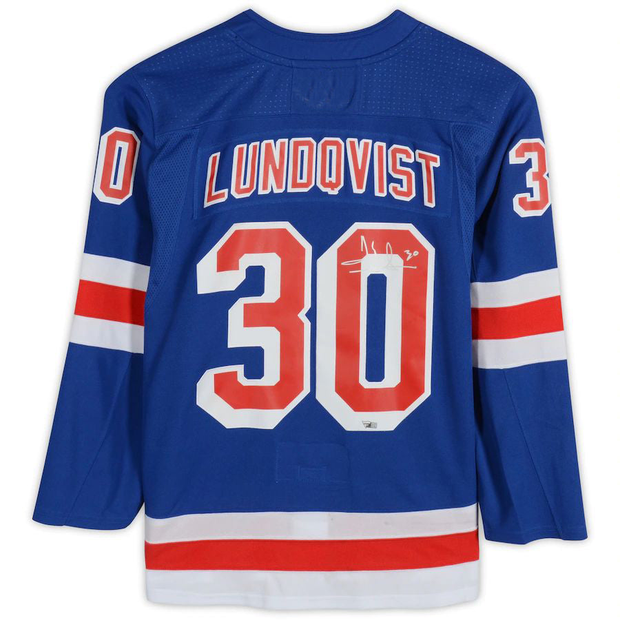NY.Rangers #30 Henrik Lundqvist  Supporters Authentic Autographed Jersey Blue Stitched American Hockey Jerseys