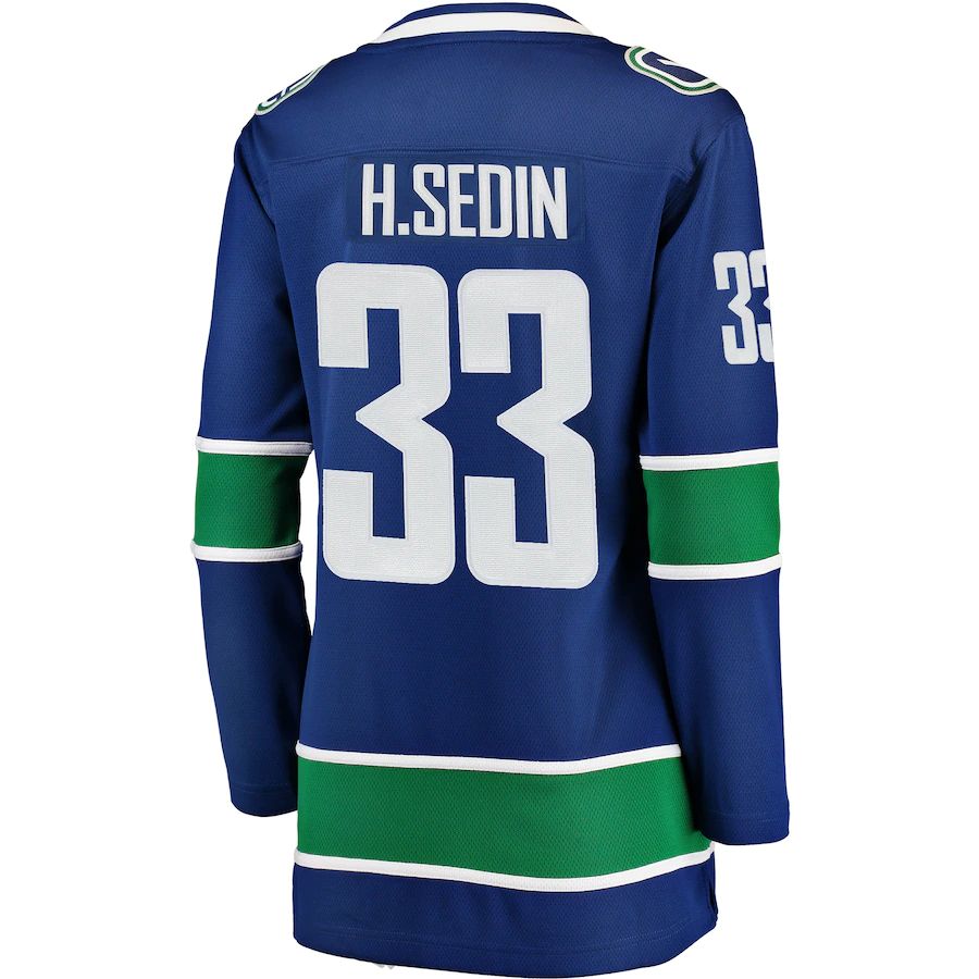 V.Canucks #33 Henrik Sedin Supporters Branded Home Breakaway Player Jersey Blue Stitched American Hockey Jerseys