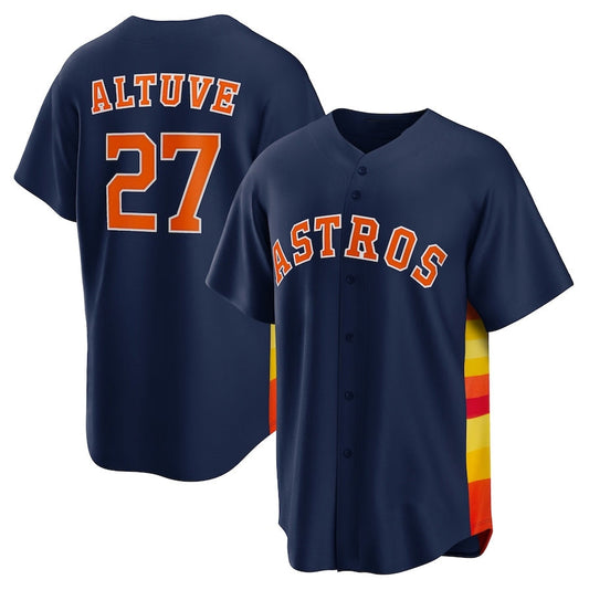 Houston Astros #27 Jose Altuve Alternate Replica Player Name Jersey - Navy Stitched Baseball Jersey