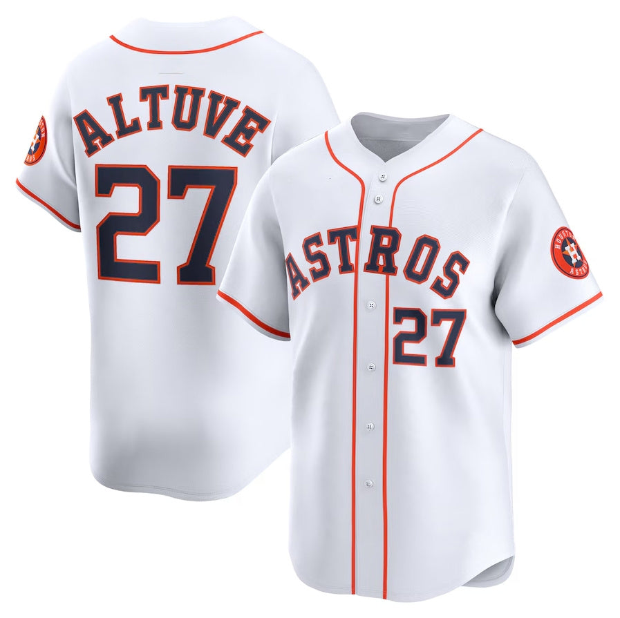 Houston Astros #27 Jose Altuve Home Limited Player Jersey - White Stitched Baseball Jersey