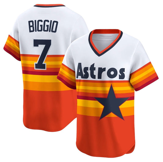 Houston Astros #7 Craig Biggio Throwback Cooperstown Collection Limited Player Jersey - White Stitched Baseball Jersey