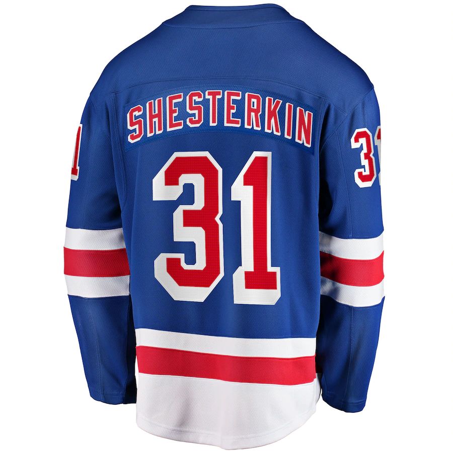 NY.Rangers #31 Igor Shesterkin Supporters Branded Home Breakaway Player Jersey Blue Stitched American Hockey Jerseys