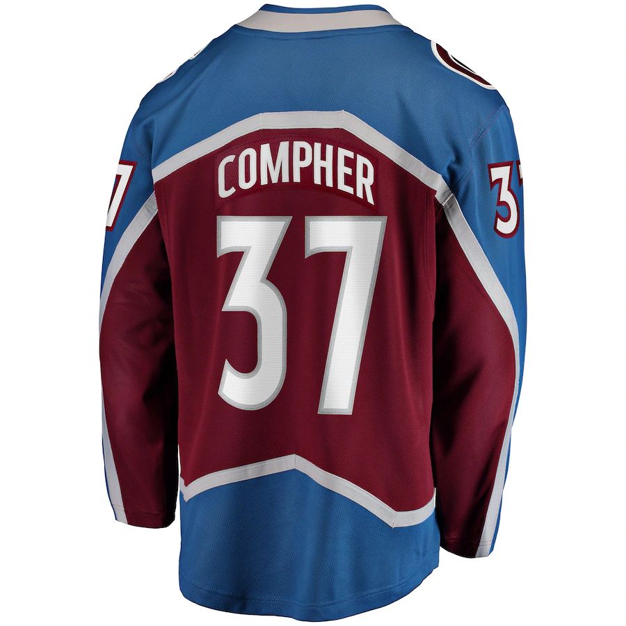 C.Avalanche #37 J.T. Compher Supporters Branded Home Breakaway Player Jersey Burgundy Stitched American Hockey Jerseys