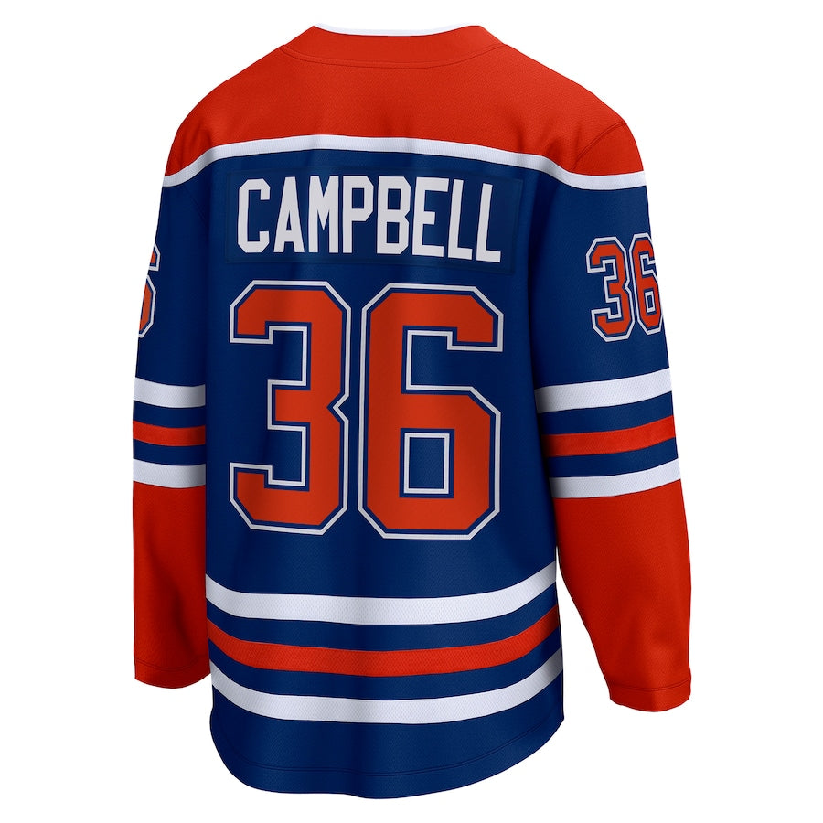 E.Oilers #36 Jack Campbell Supporters Branded Home Breakaway Player Jersey  Royal Stitched American Hockey Jerseys