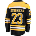 B.Bruins #23 Jack Studnicka Supporters Branded Home Breakaway Player Jersey Black Stitched American Hockey Jerseys
