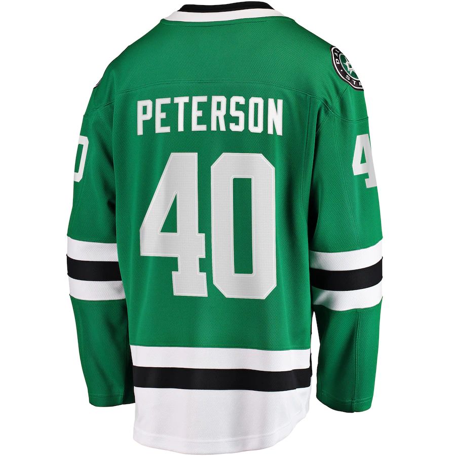 D.Stars #40 Jacob Peterson Supporters Branded Home Breakaway Player Jersey Kelly Green Stitched American Hockey Jerseys