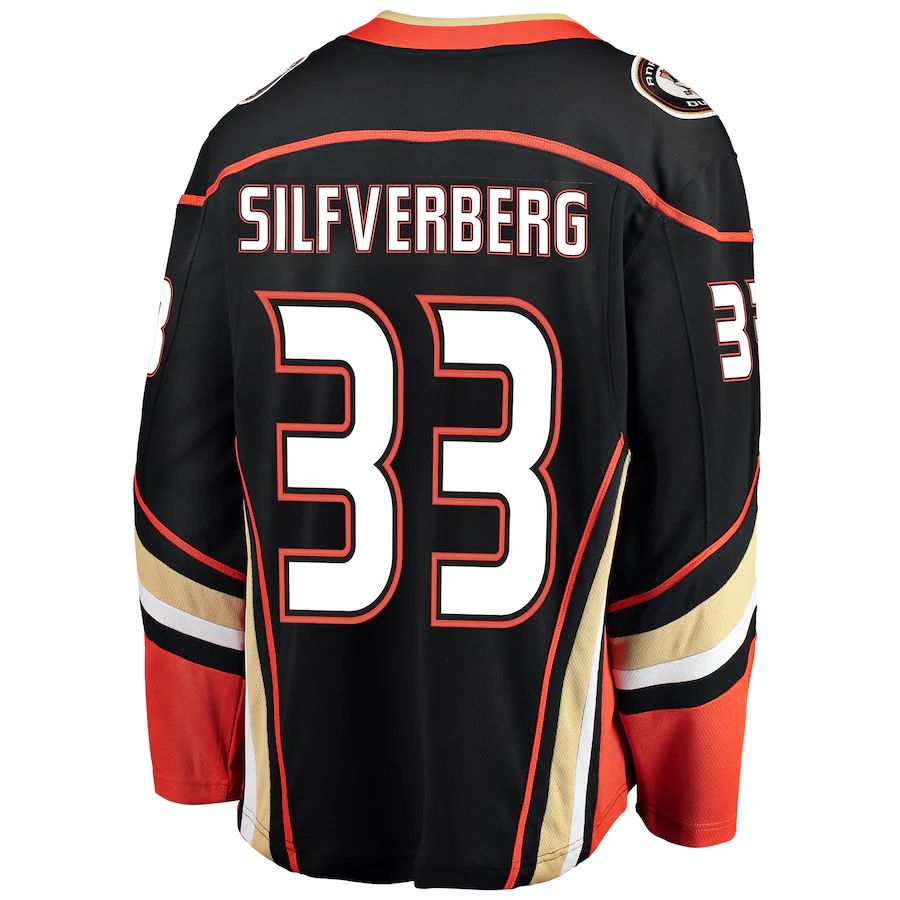 A.Ducks #33 Jakob Silfverberg Supporters Branded Breakaway Player Jersey Black Stitched American Hockey Jerseys