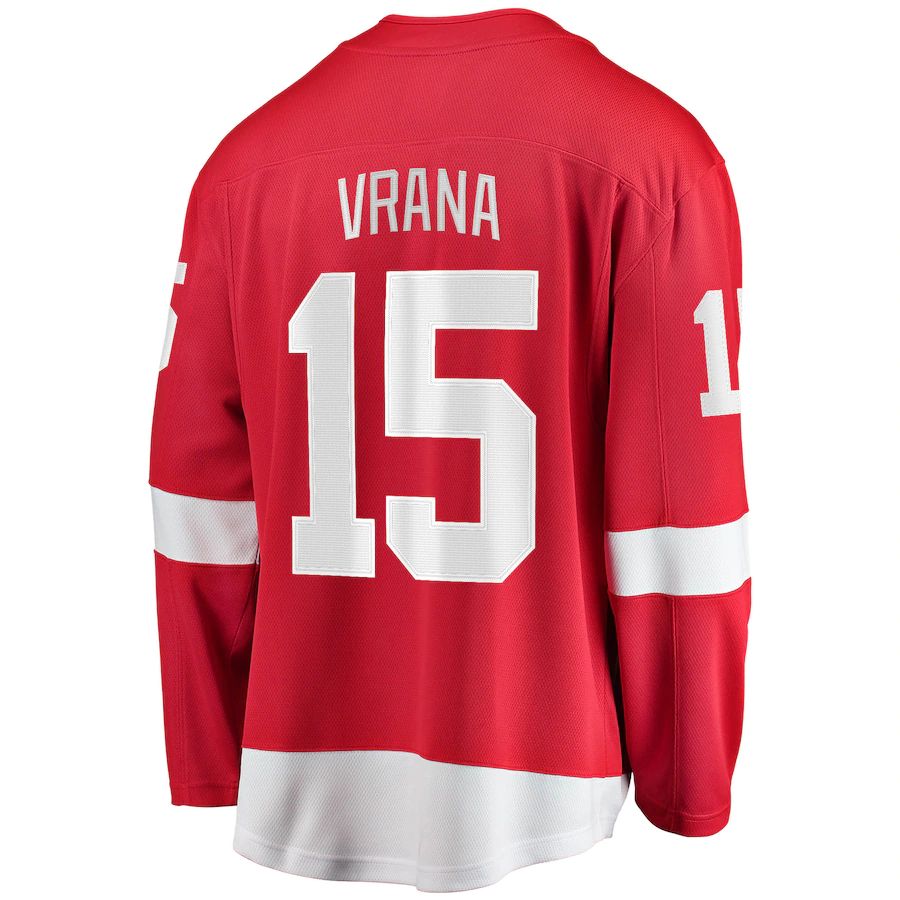 D.Red Wings #15 Jakub Vrana Supporters Branded 2017-18 Home Breakaway Replica Jersey Red Stitched American Hockey Jerseys