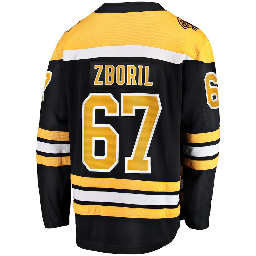 B.Bruins #67 Jakub Zboril Supporters Branded Home Breakaway Player Jersey Black Stitched American Hockey Jerseys