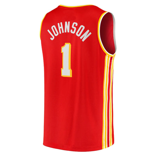 A.Hawks #1 Jalen Johnson Fanatics Branded 2021-22 Fast Break Replica Jersey Icon Edition Red Stitched American Basketball Jersey