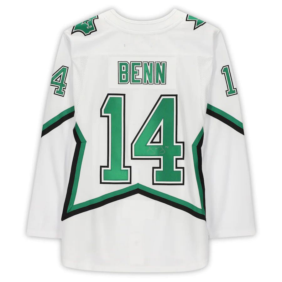 D.Stars #14 Jamie Benn Supporters Authentic Autographed 2020-21 Reverse Retro White Stitched American Hockey Jerseys