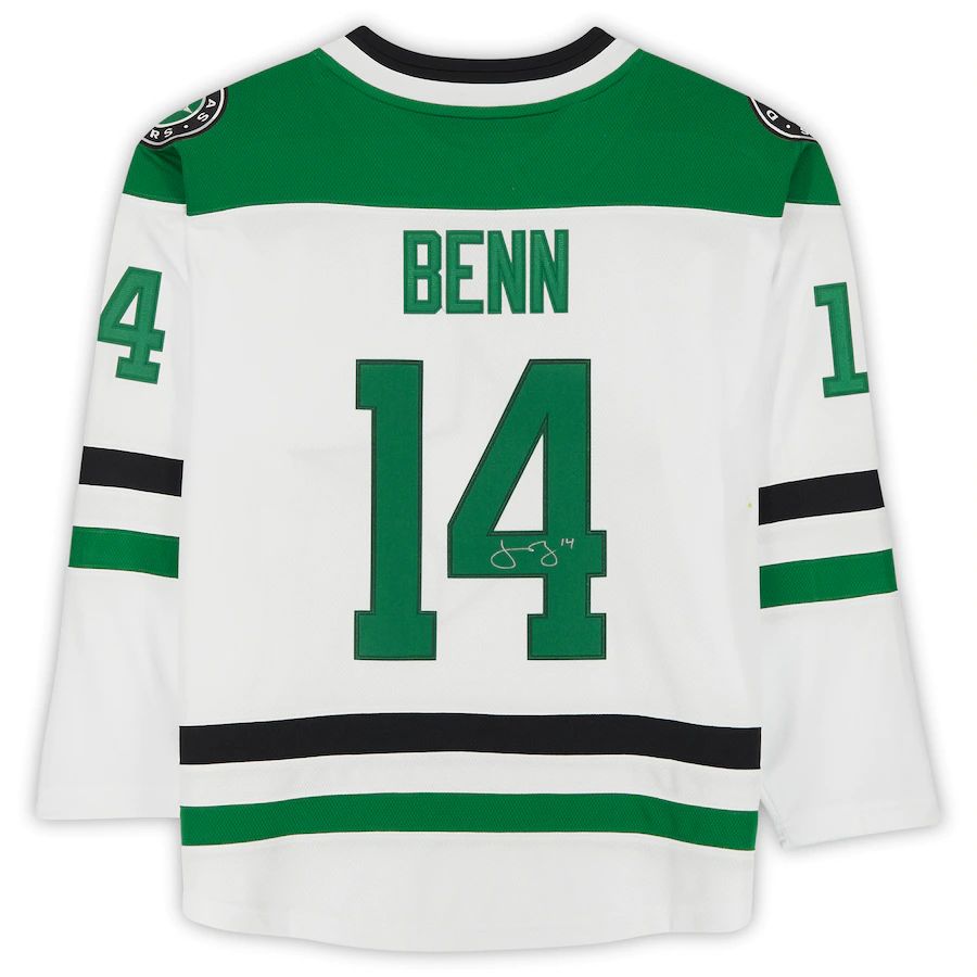 D.Stars #14 Jamie Benn Supporters Authentic Autographed Branded Breakaway Jersey White Stitched American Hockey Jerseys