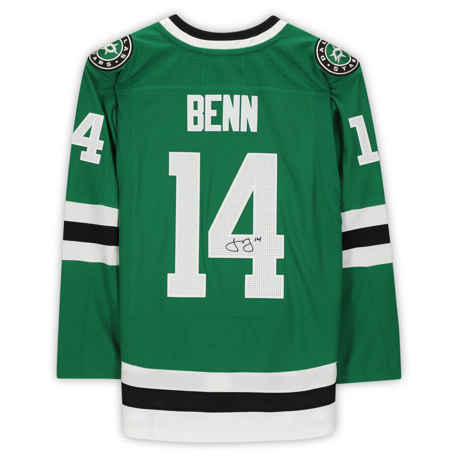 D.Stars #14 Jamie Benn Supporters Authentic Autographed  Jersey Kelly Green Stitched American Hockey Jerseys