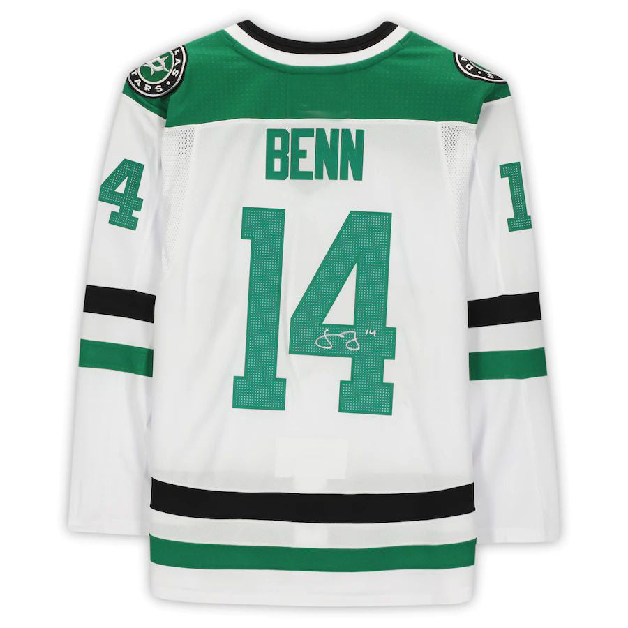 D.Stars #14 Jamie Benn Supporters Authentic Autographed  Jersey White Stitched American Hockey Jerseys