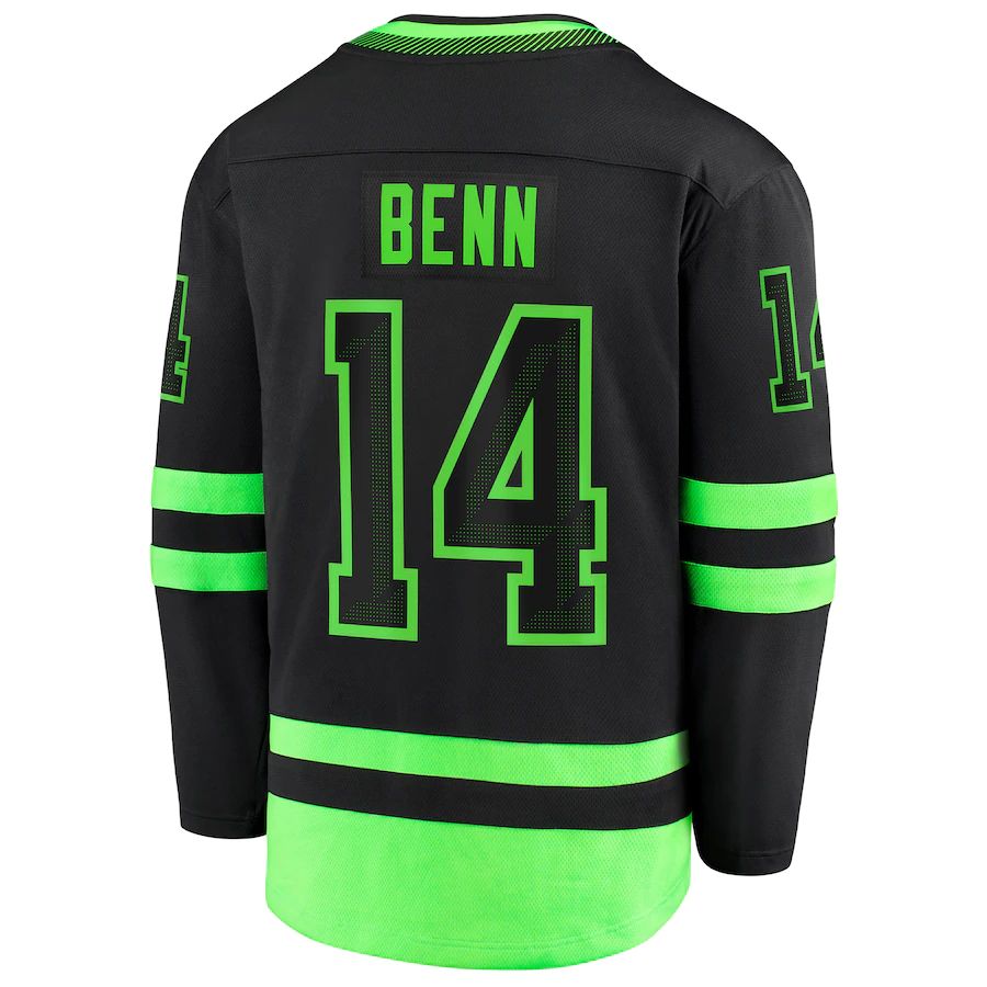D.Stars #14 Jamie Benn Supporters Branded 2020-21 Alternate Premier Breakaway Player Jersey Black Stitched American Hockey Jerseys