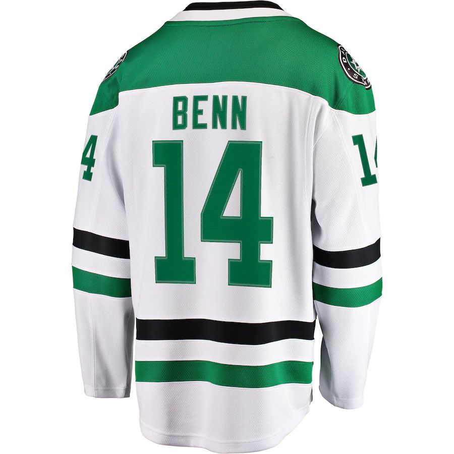D.Stars #14 Jamie Benn Supporters Branded Away Premier Breakaway Player Jersey White Stitched American Hockey Jerseys