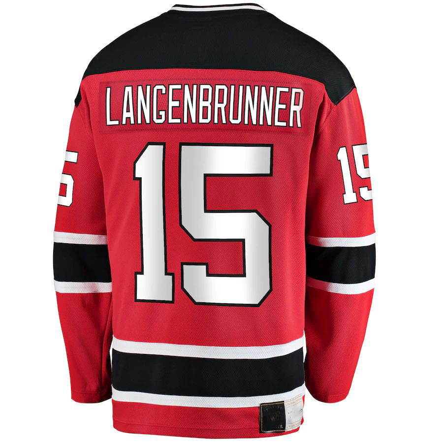 NJ.Devils #15 Jamie Langenbrunner Fanatics Branded Premier Breakaway Retired Player Jersey Red Stitched American Hockey Jerseys