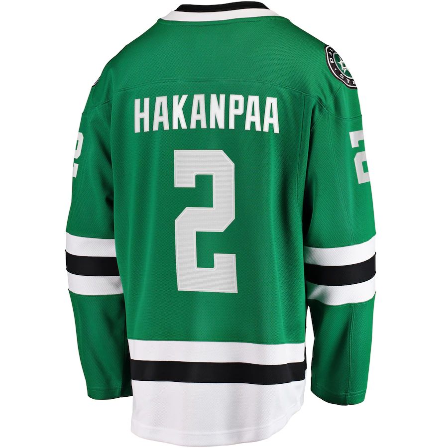 D.Stars #2 Jani Hakanpaa Supporters Branded Home Breakaway Player Jersey Kelly Green Stitched American Hockey Jerseys