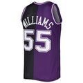 S.Kings #55 Jason Williams Mitchell & Ness Hardwood Classics 2000-01 Split Swingman Jersey PurpleBlack Stitched American Basketball Jersey