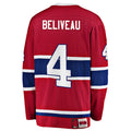 M.Canadiens #4 Jean Beliveau Supporters Branded Premier Breakaway Retired Player Jersey Red Stitched American Hockey Jerseys