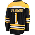 B.Bruins #1 Jeremy Swayman Supporters Branded  Home Breakaway Replica Jersey Black Stitched American Hockey Jerseys