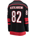 C.Hurricanes #82 Jesperi Kotkaniemi Supporters Branded Home Breakaway Player Jersey Black Stitched American Hockey Jerseys