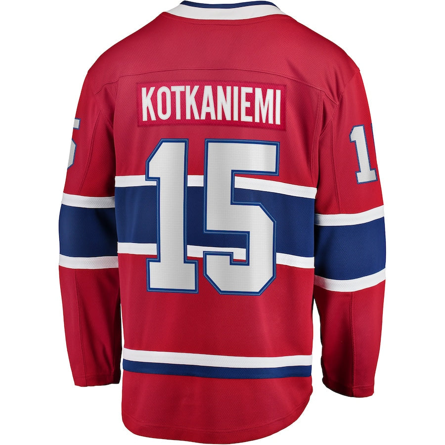 M.Canadiens #15 Jesperi Kotkaniemi  Supporters Branded Home Breakaway Player Jersey Red Stitched American Hockey Jerseys