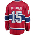 M.Canadiens #15 Jesperi Kotkaniemi  Supporters Branded Home Breakaway Player Jersey Red Stitched American Hockey Jerseys