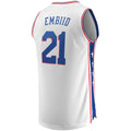 PH.76ers #21 Joel Embiid Fanatics Branded Fast Break Replica Jersey Association Edition  White Stitched American Basketball Jersey