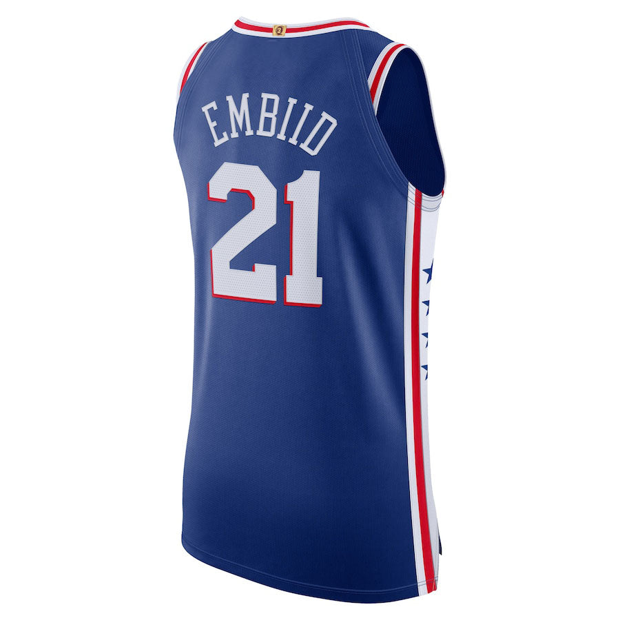 PH.76ers #21 Joel Embiid 2020-21 Authentic Player Jersey  Royal Icon Edition Stitched American Basketball Jersey