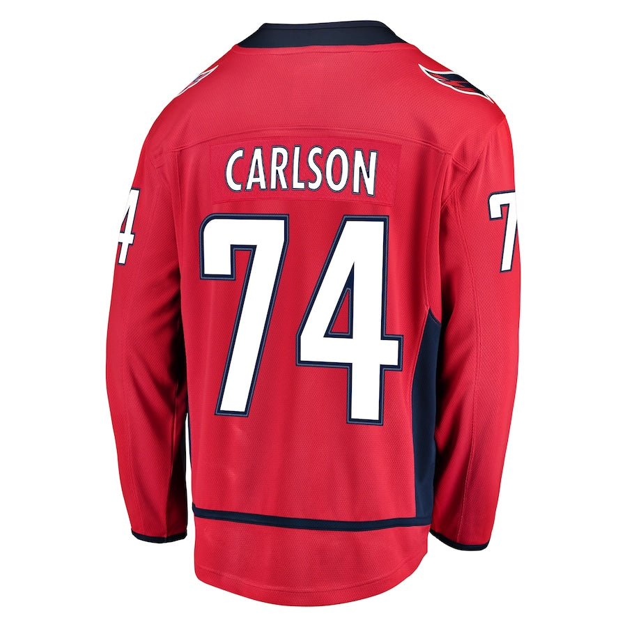 W.Capitals #74 John Carlson Supporters Branded Home Breakaway Player Jersey Red Stitched American Hockey Jerseys