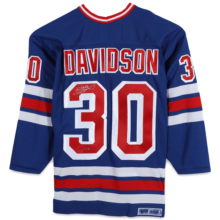 NY.Rangers #30 John Davidson Supporters Authentic Autographed Blue Jersey Blue Stitched American Hockey Jerseys