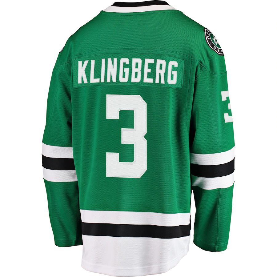 D.Stars #3 John Klingberg Supporters Branded Breakaway Jersey Kelly Green Stitched American Hockey Jerseys